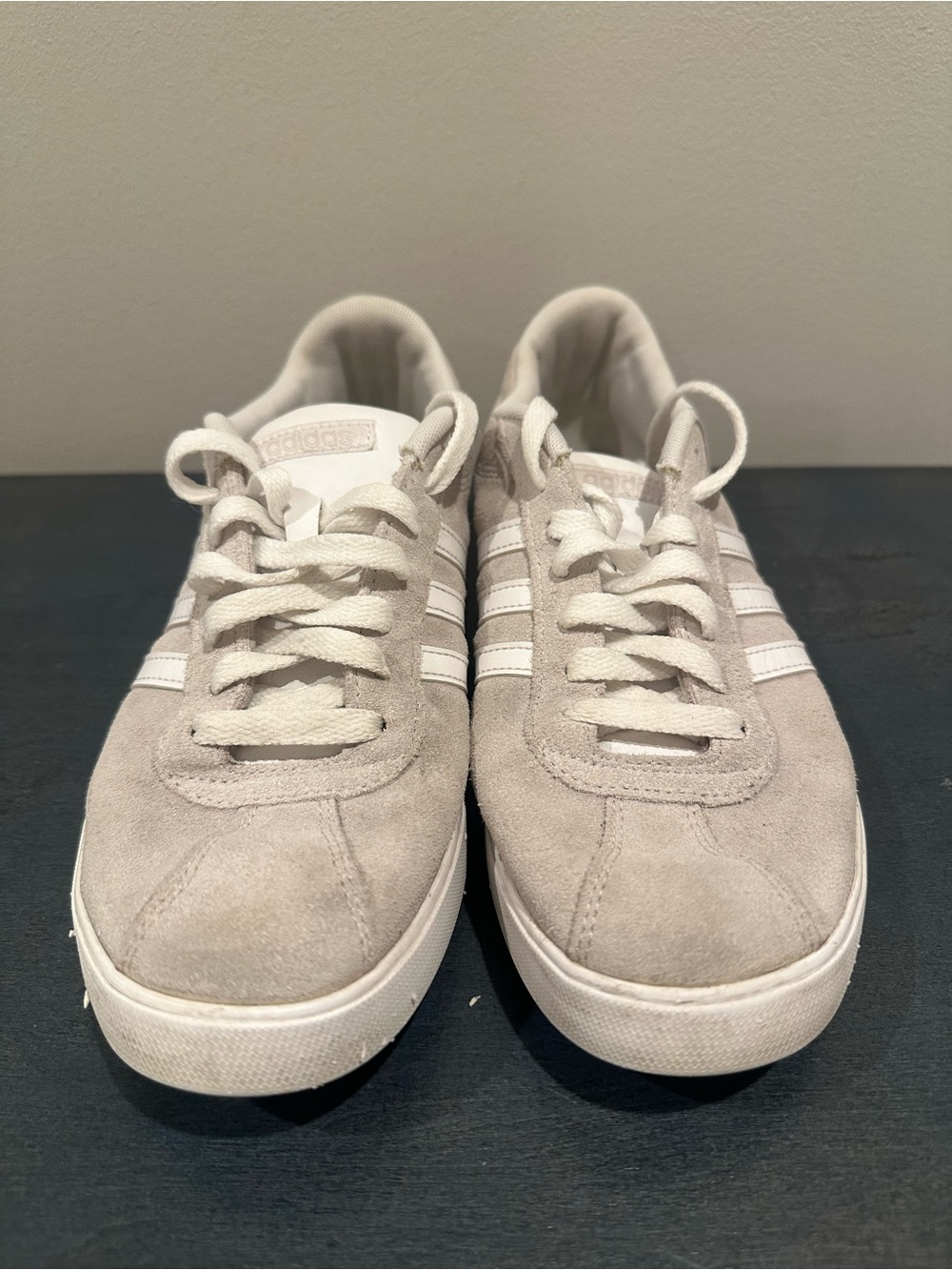 adidas Women’s Suede Sneakers in Light Gray and White